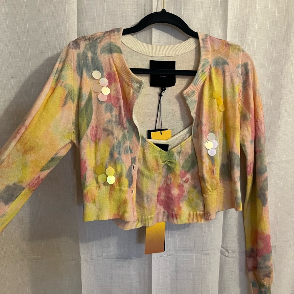 Colorful Women's Cardigan and Top Set - Picture 2 of 4